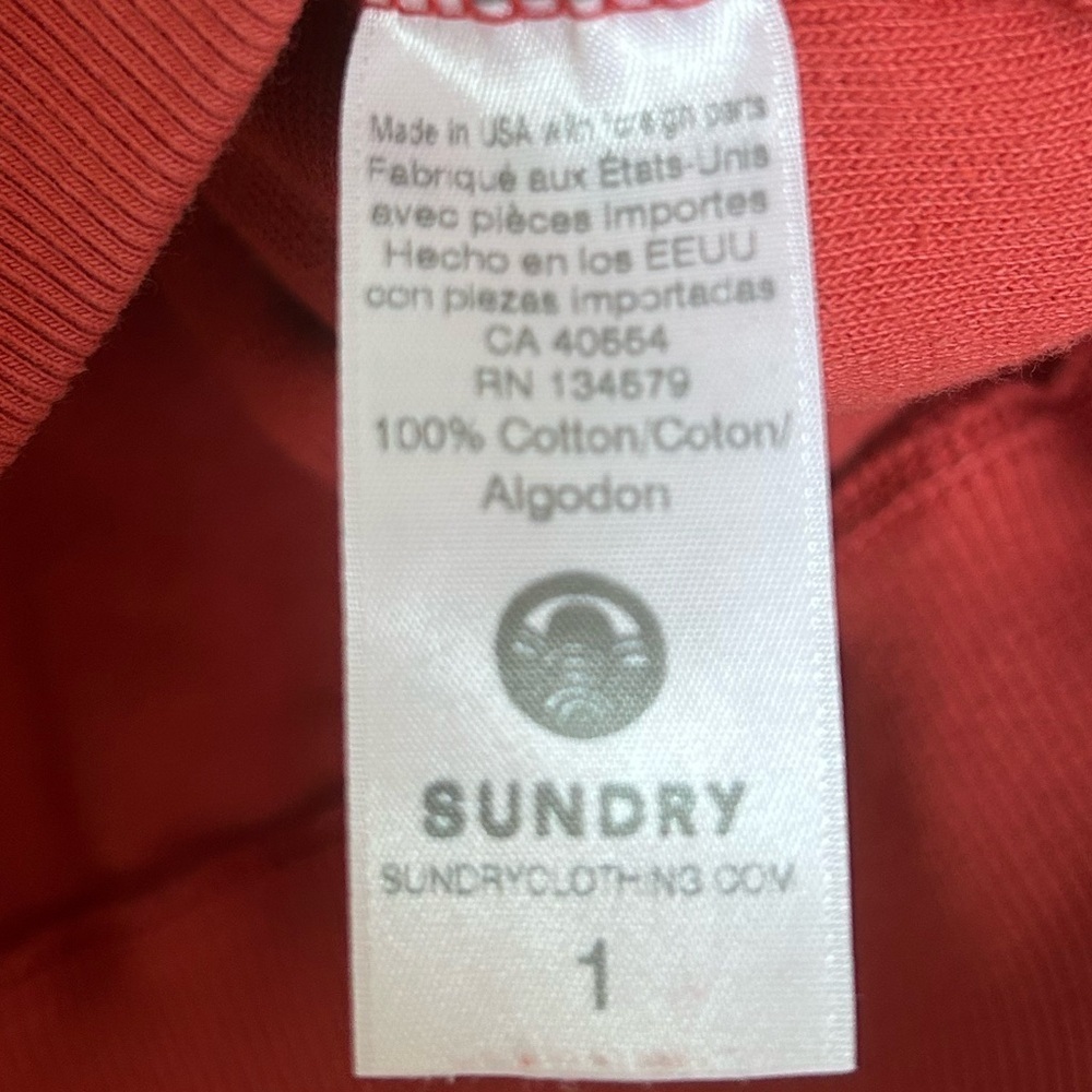 4/$20 Sundry Anthropologie orange y2k style velour crew neck sweater- size S - Picture 10 of 14